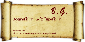 Bognár Gáspár névjegykártya